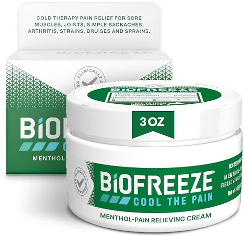 Biofreeze Pain Relief Cream for Knee, Neck, Hip, Joint, Shoulder, & Simple Backache, Arthritis Pain Reliever, Sore Muscle Relief, Cooling Menthol Pain Cream, 3 Oz