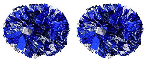 Dilwe 1 Paire Pom-Pom Girl Cheerleading Pompons en Plastique Aérobic Main Boule de Fleurs pour Compétition de Sport Scolaire 8 Couleurs aux Choix(Bleu+Argent)