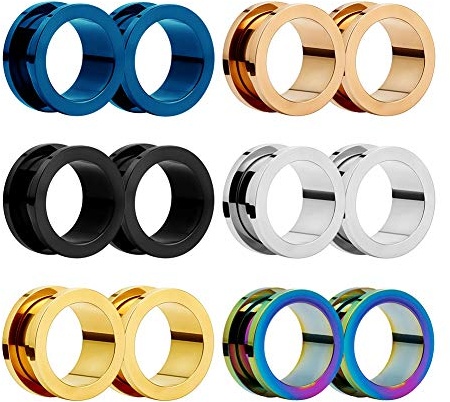 Tunnels Set 6mm-20mm - HuaCan 12pcs Flesh Plugs Ohr stecker Taper Edelstahl Multi Farben Tunnel Schraub Ohrpiercing Punk