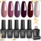 Beetles Rot UV Nagellack Rosenblätter, 6 Farben Pfirsichrosa Hautfarbe Gel Nagellack Burgunderrot Farbe für Nägel Soak Off LED Maniküre