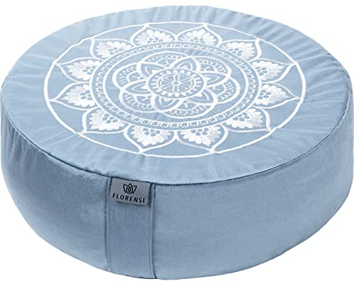Florensi Cojín de Meditación - Cómodo Cojín de Piso - Almohadón de Meditación Tradicional Tibetano con Hermosa Funda de Terciopelo - Amplio Asiento de Cojín de Piso para Adultos