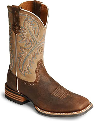 Botas vaqueras occidentales para hombre, botas de caballero, bordadas, zapatos ecuestres, punta cuadrada, botas cortas de media pantorrilla, tacones bajos, botas de equitación para mujer, botas