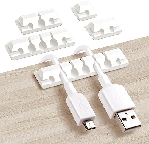 Wemk Kabelhalter Kabelclips, 5 Stück Kabel Organizer, Silikon Kabelmanagement für Schreibtisch, Netzkabel, USB Ladekabel, Audiokabel, Ladekabeln, Weiß