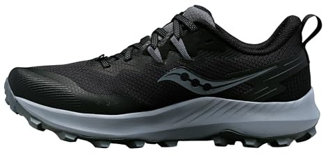 Saucony Women's Peregrine 14 Sneaker, Black/Carbon, 7.5