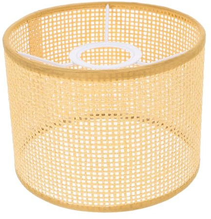 Cabilock Abat-jour En Rotin Abat-jour De Paniers De Lampe Tissés Couvercle De Lampe En Rotin Abat-jour Tambour Pour Lampadaires Panier Tressé Abat-jour Rond Branches Couvercle En Verre E27