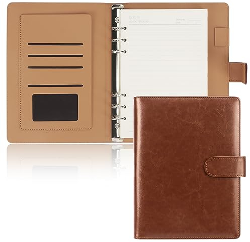 Skycase ringbuch a5,ringbuch a5 nachfüllbar,A5 Binder Notizbuch Ordner Portfolio,6 Löcher Loseblatt Binder PU Leder,Nachfüllbares Notizbuch Ringbuch A5 Tagebuch,Ringbinder Planer DIN A5 (Braun)