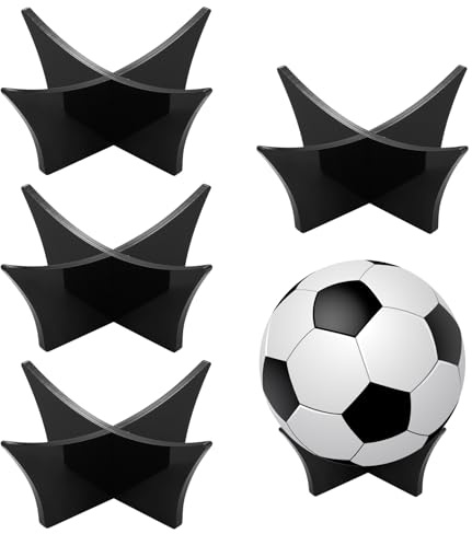 qxayxa Support de Balle, 4 Pièces Support de Ballon de Sport en Acrylique pour Basketball, Volleyball, Football, Ballon Rugby - Noir