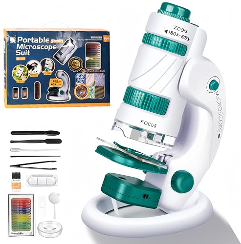 KinZon Microscope 3 en 1 pour enfants, jouet scientifique éducatif, pour enfants à partir de 6 ans