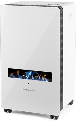 Estufa llama azul. Frontal de cristal templado. Potencia máxima 3.800 Kw. Tecnología llama azul. Triple sistema de seguridad