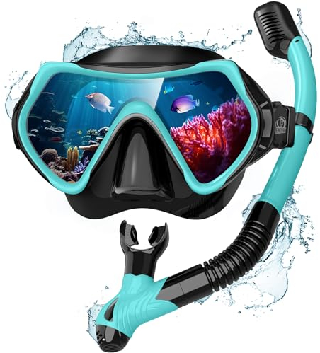 Findway Schnorchelset Erwachsene Teenager, Tauchermaske für Herren Damen, Verstellbares Silikonband Schnorchelmaske mit HD Gehärtetes Glas Anti-Leck Schwimmmaske,für Tauchen, Schnorcheln und Schwimmen