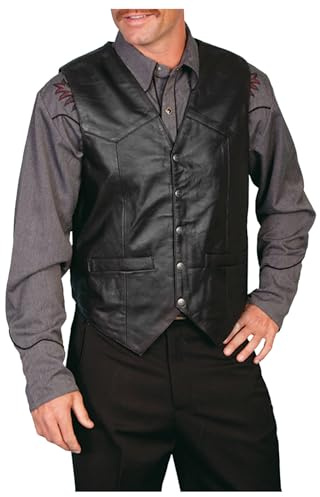 Chaleco de piel sintética para hombre, de piel sintética, para motociclistas, rockeros, motociclistas, etc, Negro , XXL