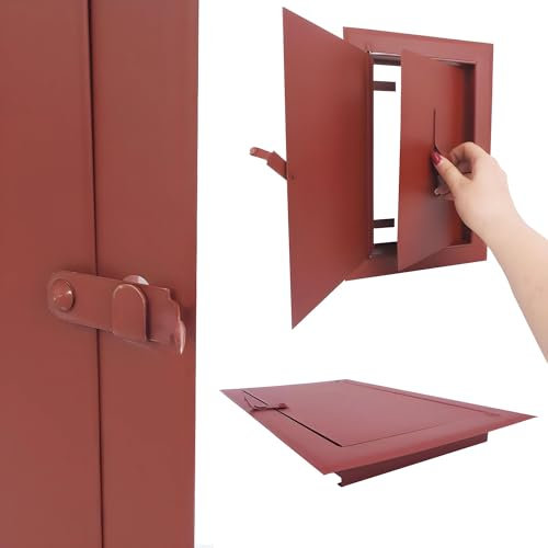 BAUSTER® 1 porte de cheminée, 24 x 14 cm, en métal, anti-saleté, peinte en marron, ouvertures dans la cheminée qui peuvent être ouvertes pour nettoyer la cheminée