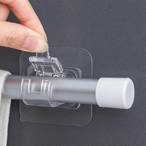 GIUSOBG 12 Supporti per Bastoni per Tende, Bastone per Tende Senza Forature, Autoadesivi per Tende, Supporto per Cucina Bagno, Ganci Adesivi Tenda(trasparente)
