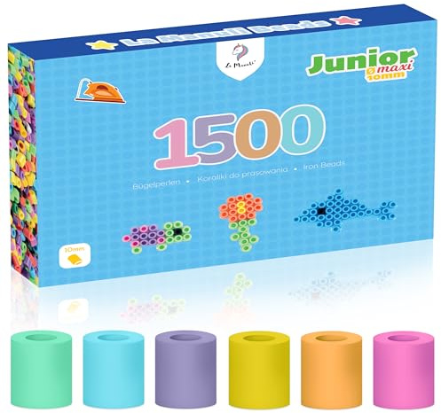 La Manuli Grandi perline da stirare da 10 mm a 1500 pezzi, XL, per bambini a partire dai 3 anni, set di ricarica di perline (colori pastello)