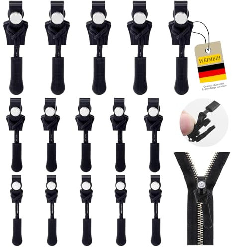 Reisverschluss-reparaturset,12Pcs Reißverschluss-zipper Schieber Ersatz,Abnehmbare Reißverschluss Zipper Pull Fixer Reißverschluss Reparatur Set für Universal Reißverschluss,Kleidung,Bettzug, Gepäck
