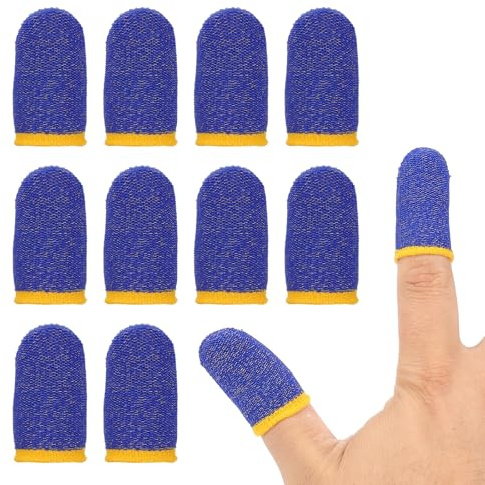 PATIKIL Manchon De Contrôleur pour Pouce Et Doigts, 48 Pièces Manchons De Doigts pour Jeux Mobiles Gants À Pointe en Fibre Anti-Transpiration Respirants pour Écrans De Jeux, Jaune/Bleu