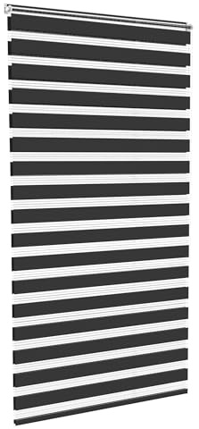 HENGMEI Tenda a rullo oscurante per porta del balcone, doppia tenda a rullo senza fori, tenda a rullo Easyfix per finestra (nero, 90 x 220 cm)