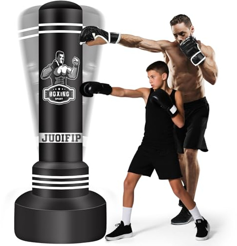 NZQXJXZ Boxsack Stehend für Erwachsene, 175 cm Schwerer Boxsack- Männer Stehboxsack Aufblasbarer Kickboxsack Kinder für Reaktionstraining MMA Muay Thai Fitness Taekwondo