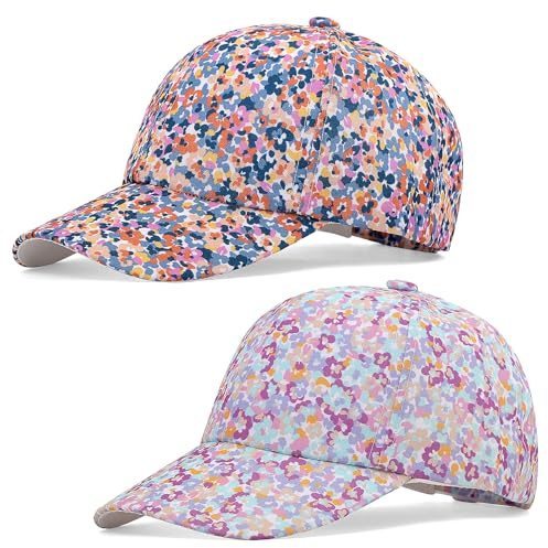 Cheerful Mario 2 Pièces Casquettes de Baseball pour Enfant Garcon Fille 3-8 Ans Réglable Dessins Mignons Anti-UV Fleur