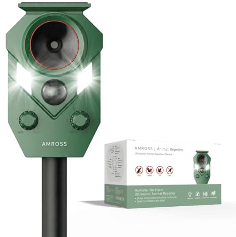 Repulsif Chat Exterieur | Répulsif ultrasonique Rechargeable pour Chats, Renards et Oiseaux, avec détecteur de Mouvement, Alimentation Solaire et Recharge USB-C | 3 Mois de Protection par Charge