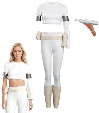 KoleGoe Costume de cosplay Padme Queen pour adulte et femme - Accessoire de costume de combat blanc