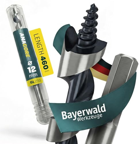 Profi Schlangenbohrer Holz Ø 12 mm - Nutzlänge 390 mm - 6kant – Bayerwald Holzbohrer Werkzeugstahl tiefe Bohrungen Weich-/Hartholz – präzise Schneidengeometrie saubere, ausrissfreie Bohrlöcher