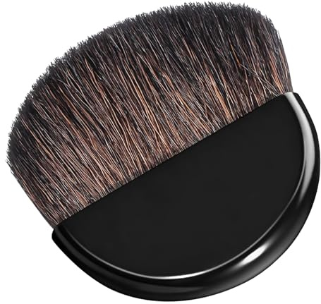 HINTRMENT Brocha de Maquillaje Pequeña para Rubor y Base en Polvo, Pincel Plano Multifuncional Pelo en Forma de Media Luna, Adecuado para Uso en Exteriores y Viajes