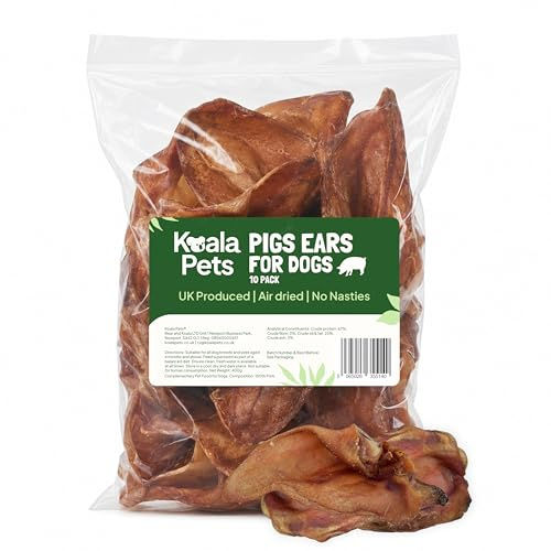 Pig Ears for Dogs Large 10 Pack Long Lasting Natural Dog Chew Pork Collagen
