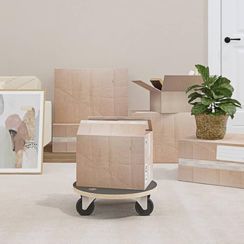 QUAHEAS Transportvagn 2 st. av plywood med halkfri yta och Ø 38 x 11,5 cm, 250 kg lastkapacitet, styrhjul, kompakt för möbler, apparater, verkstad och lagerlogistik
