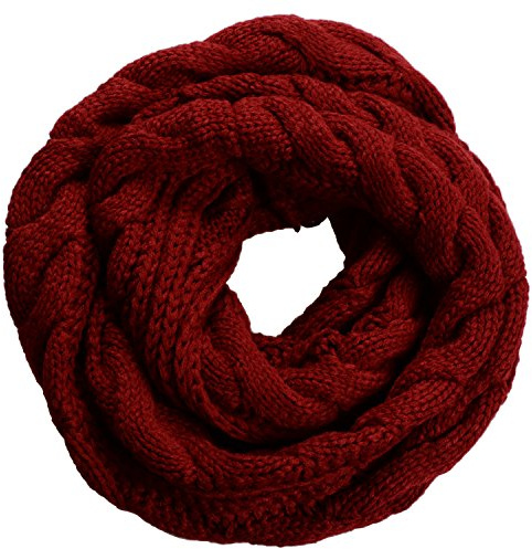 NEOSAN Womens Thick Ribbed Knit Winter Infinity Circle Loop Scarf Twist Claret