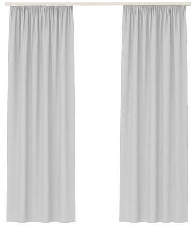 Bestlivings Cortina Decorativa Ellen Pack de 2 Incl. Sujetadores (140x245cm / Gris Claro) Cortina Opaca con Cinta fruncidora Cortina con Cinta Universal para salón y Dormitorio