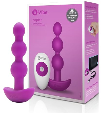 b-Vibe Triplet Anal Beads - Vibrating, Sex Toys (Pink / 5.4 x 1.2)