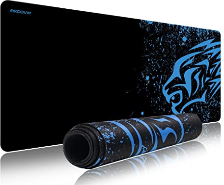 Exco Blue Leopard Thick Smooth Extra Large XL Gaming Mat Smooth Surface Non-slip Rubber Mouse Pad with Designs for Office and Gamers