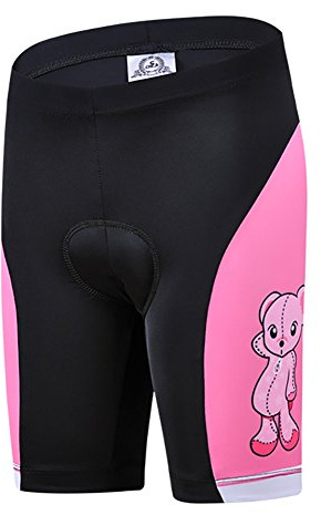 LSERVER Niños/Niñas Pantalones Cotors de Ciclismo Culotte con Gel 3D para Verano, Oso Rosa, 6-7 años (Etiqueta: L)
