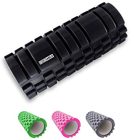 Sportheld® FASZIENROLLE | Schwarz | mit Triggerpunkt Profiloberfläche | Physiotherapeutisch getestet | Massage-Rolle für Faszientraining