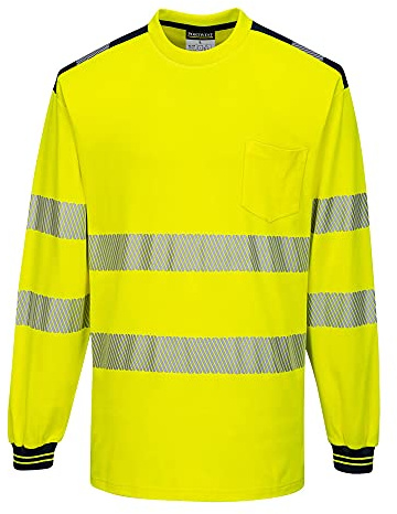 Portwest T185 Lightweight PW3 Hi-Vis Long Sleeve T-Shirt Yellow/Black, 4X-Large