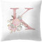 Kissenbezug – 45 x 45 cm – Buchstabe K – Alphabet – Name – Initiale – Sofa – Bett – Zimmer – Rose – Blumen – Farbe Weiß