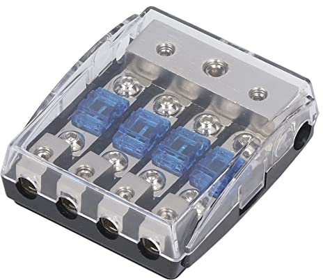 Soporte de Fusible de Audio para Automóvil, Radio de Automóvil, 1 Entrada, 4 Salidas, Bloque de Distribución de Energía de 60 A, Soporte de Fusible de Audio, Divisor Universal para Automóvil, Camión,