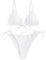 ZAFUL Damen Gepolstert Bikini Set, Einfarbig Bikini Badeanzug mit Dreieck Cup Spaghetti-Träger (Weiß, M)