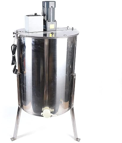 Elektrischer Honigschleuder 4 Rahmen Edelstahl Elektrischer Tangentialschleuder Elektrischer Honigsammler 220V 120W mit Abdeckung und Auslass 4 Waben für Bienenzucht Bee