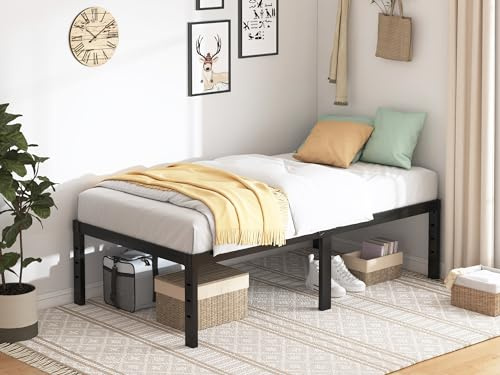 QEROMY Twin Bed Frame - 18 in Sturdy Platform Bed Frame Twin Size
