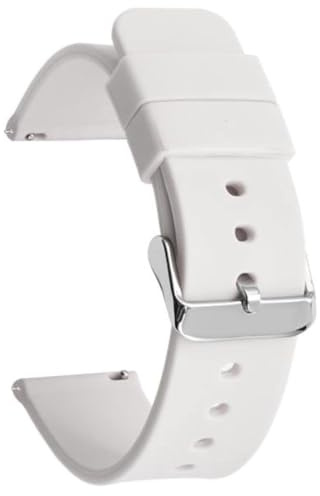 CABLEPELADO Correa reloj silicona, Banda de Reloj de Silicona, Correa de Reloj Deportiva, Banda de Reloj Universal, Pulsera de Reloj Silicona, liberación rápida, Hebilla Acero inox, 24 mm, Blanco