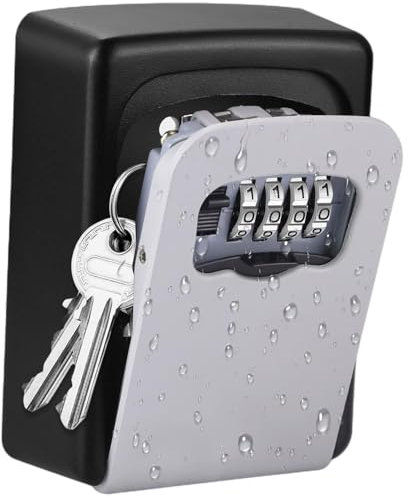 Key Safe Wall Mounted, Key Safe Outdoor Waterproof Wall Mounted Super Security Key Box 4-Digit Combination Key Storage Box with Weatherproof Cover for Home Garage School Elderly House