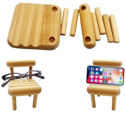 Wooden Phone Holder Stand - Mini Wooden Chair for iPhone,Android, iPad, Tablets, Unique Mobile Phone Stand for Desk, Bedside,or Office, Novelty Gift for Men, Women, Fun Birthday,Valentine's Day Gifts