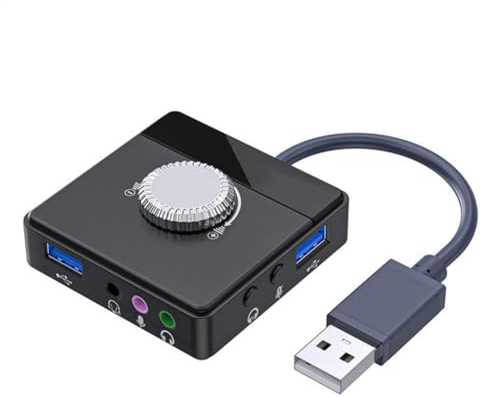 eyYvxmep Externt USB-ljudkort, 3,5 mm kontakt, justerbar volym, surfplatta, dator, mikrofon, telefon, extern stereo-ljudadapter