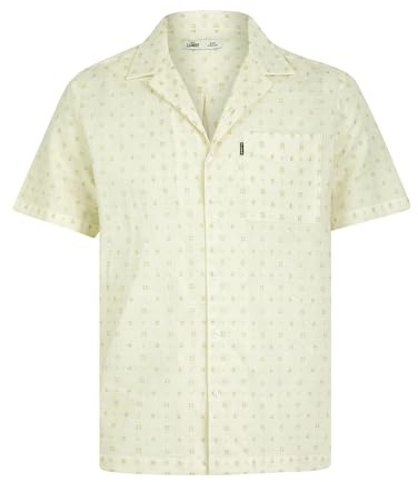 Tokyo Laundry Men's 'Bastien' Lightweight Cotton Short Sleeve Cuban Collar Summer Shirt Snow White