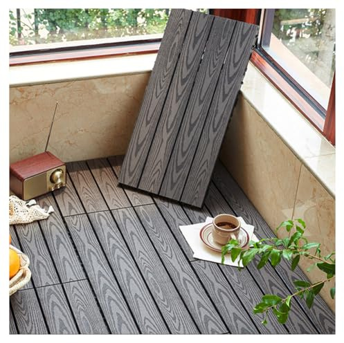 SPXMQSS Decking Tiles, Composite Decking Tiles Flooring Tiles, Interlocking Deck Tile for Outdoor Indoor Patio Garden Balcony Terrace Easy to Installation 30x60x2.3cm J 24PCS