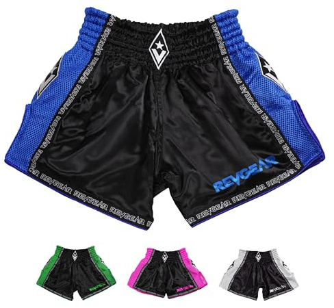 Revgear Kids Muay Thai Shorts – Pro-Level MMA and Boxing Gear for Future Champions, Ideal for Jiu Jitsu and BJJ Training (US, Alpha, Small, Regular, Regular, Blue)
