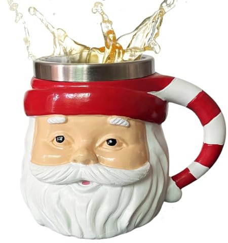 Julmugg, jultomtedesign vintage julmugg, 250 ml dryckesartiklar med rostfritt stålfoder för födelsedag choklad flickor kvinnor