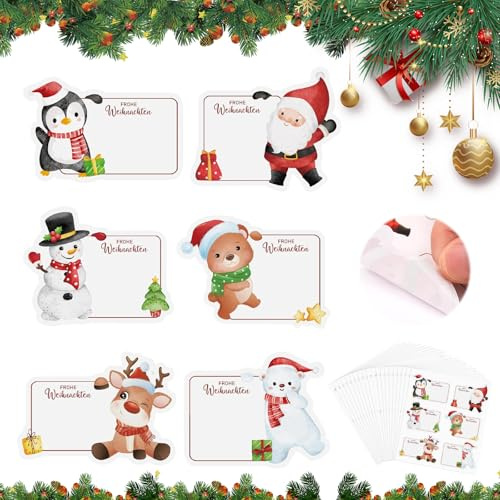 120 pezzi di etichette natalizie autoadesive, adesivi di Natale, adesivi natalizi per scrivere, biglietti natalizi, adesivi di Natale per sacchetti di carta, sacchetti regalo di Natale, calendario